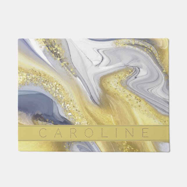 Paillasson Elégant jaune gris or marbre Nom de l'effet (Devant)