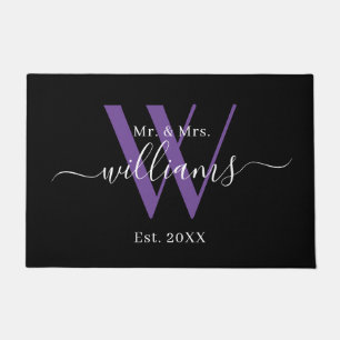 Paillasson Élégant M. Et Mme Black Purple Nom