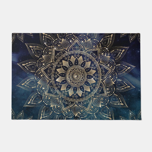Paillasson Elégant Mandala Gold Blue Galaxy (Devant)