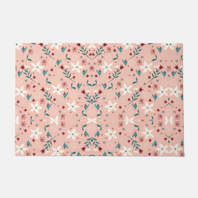 Paillasson Élégant mât de porte rose froral (Devant)
