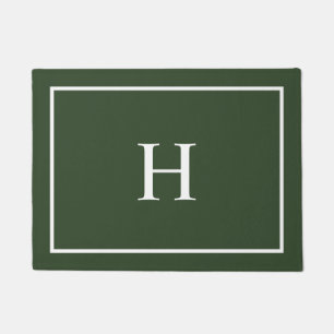 Paillasson Élégant Moderne Monogramme Vert Foncé