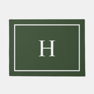 Paillasson Élégant Moderne Monogramme Vert Foncé