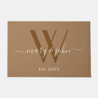 Élégant Monogram Khaki Noms Script Mariage
