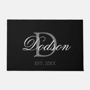 Paillasson Élégant Monogramme noir blanc Date d'établissem