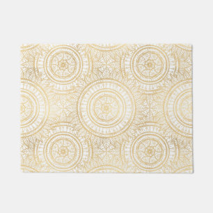 Paillasson Élégant Motif blanc de tournesol Mandala Gold
