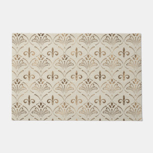 Paillasson Élégant motif Fleur de lis - or pastel