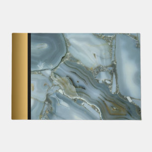Paillasson Élégant Motif moderne chic bleu gris or marbre