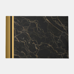 Paillasson Élégant Motif moderne chic noir et or marbre