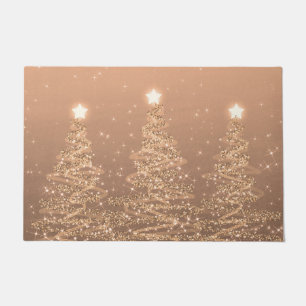 Paillasson Élégant Noël étincelant Arbres Cuivre