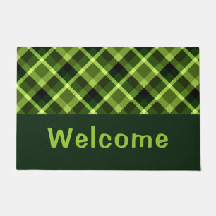 Paillasson Élégant Pois vert Pâte Monogramme Plaid Mat Porte