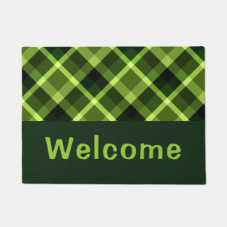 Paillasson Élégant Pois vert Pâte Monogramme Plaid Petite Por