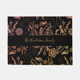 Paillasson Élégant Rose Gold Floral Pattern signature