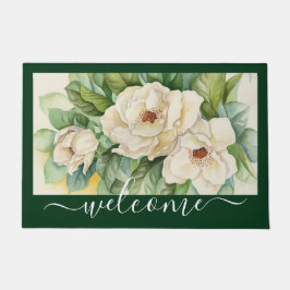 Paillasson Élégant script de bienvenue floral de la Magnolia