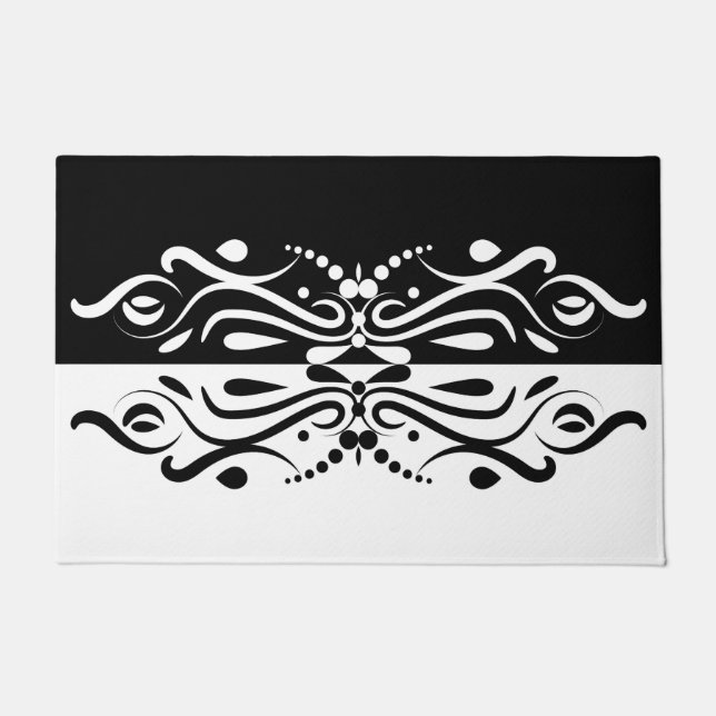 Paillasson Élégant style arlequin Abstrait noir et blanc (Devant)