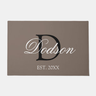 Paillasson Élégant Tan Brown Script Famille Monogramme