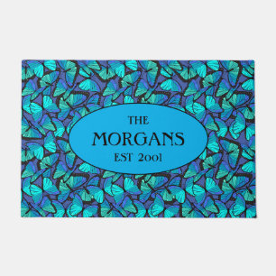 Paillasson Élégant Tropical Blue Morpho Butterflies Motif