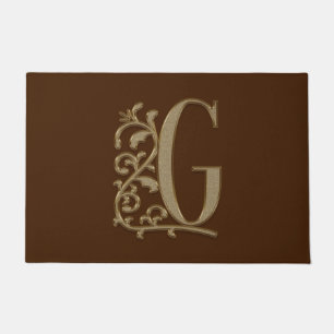 Paillasson Élégante entrée Monogramme G Initiale sur Brown