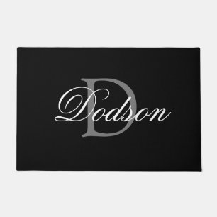 Paillasson Élégante famille moderne de monogrammes en noir bl