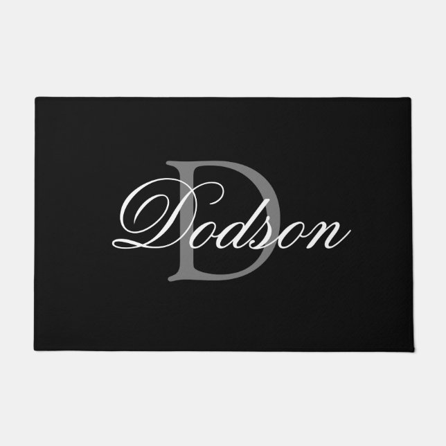 Paillasson Élégante famille moderne de monogrammes en noir bl (Devant)