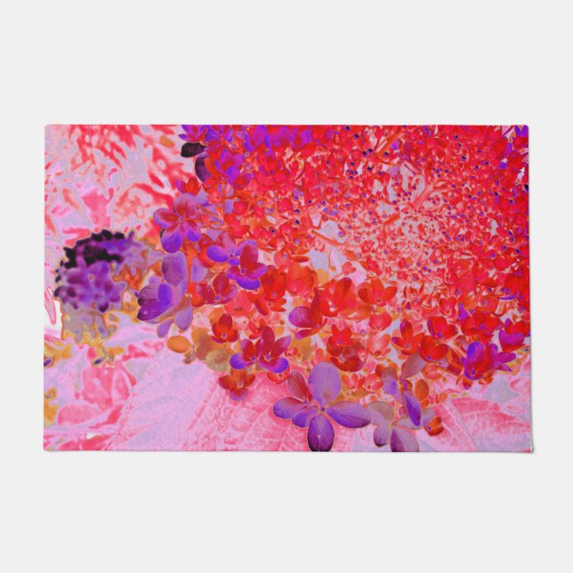 Paillasson Élégante Hydrangée violette et orange Limelight (Devant)