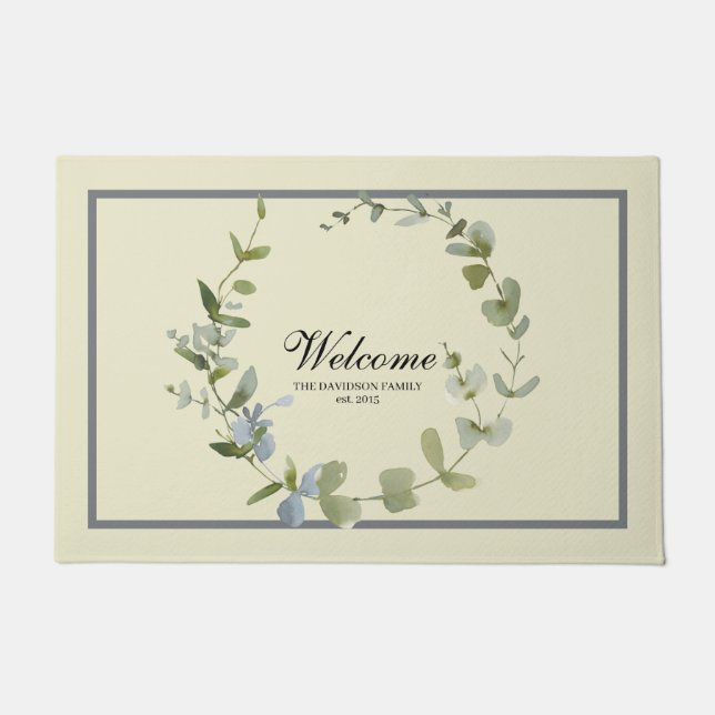 Paillasson Elégante verdure Eucalyptus Wreath Accueil Famille (Devant)