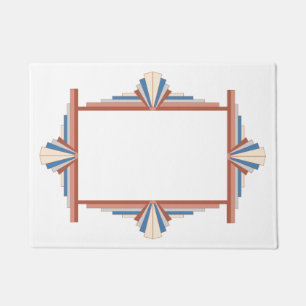 Paillasson Éléments Art déco en or rose, marron & bleu Mat