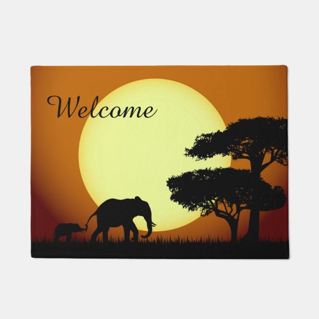 Paillasson Éléphants de safari au coucher du soleil (Devant)