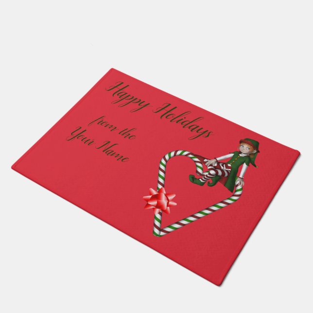 Paillasson Elf Sucre de canne Coeur mignon Noël (Incliné)