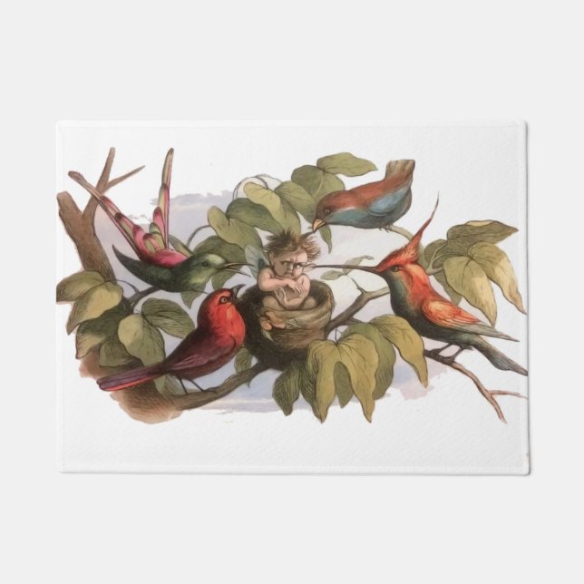 Paillasson Elfe des bois dans le nid : Antique Oiseau Sprite  (Devant)