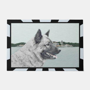 Paillasson Elkhound norvégien à la peinture de village - Chie