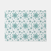 Émeraude Vert Noël Snowflakes sur Blanc d'hiver