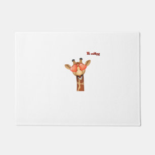 Paillasson emoji heureux yeux d'amour girafe visage