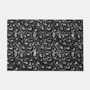 Paillasson Empreinte de léopard noir et gris argenté