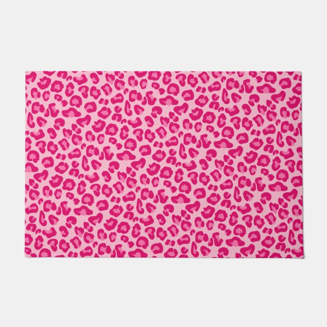 Paillasson Empreinte de léopard Pastel Pink, Hot Pink et Fuch (Devant)