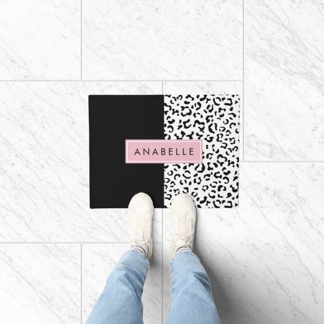 Paillasson Empreinte de léopard, Spots, Noir Et Blanc, Votre  (Intérieur)