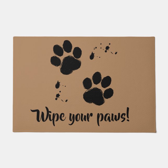 Paillasson Empreintes de pattes de chien : Essuyez vos pattes (Devant)