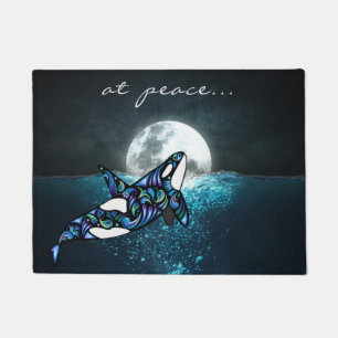 Paillasson en paix ~ Pleine lune Psychedelic Trippy Orca Whal