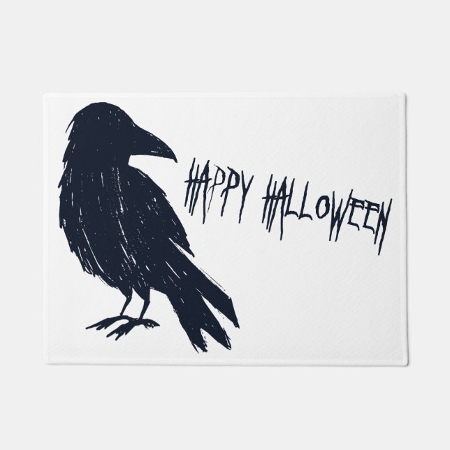 Paillasson en silhouette du Corbeau noir d'Hallowe (Devant)