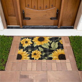 Paillasson en vichy Motif tournesol