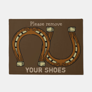 Paillasson "Enlevez svp vos chaussures" avec des fers à