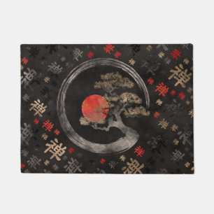 Paillasson Enso Cercle Bonsai Tree sur le motif des symboles 