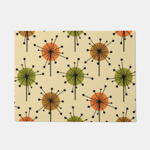 Paillasson Époque Atomique Spoutnik Starburst Fleurs Tons Ter
