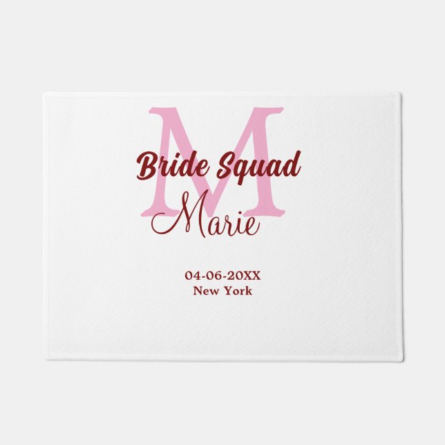 Paillasson Équipe de mariée ajoutez nom monogramme demoiselle (Devant)