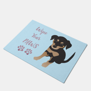 Paillasson Essuyez vos pattes mignonne Chiot bleu pourpre