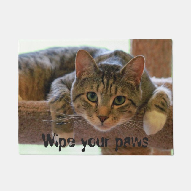 Paillasson Essuyez votre visage de chat de pattes (Devant)