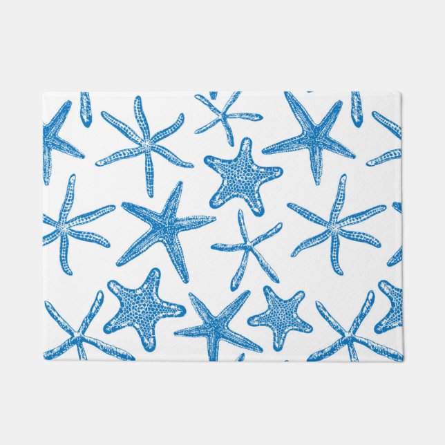 Paillasson étoiles de mer en bleu (Devant)