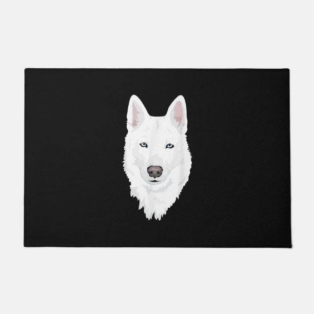 Paillasson Etonnant Husky Sibérien blanc - Douce neige blanch (Devant)
