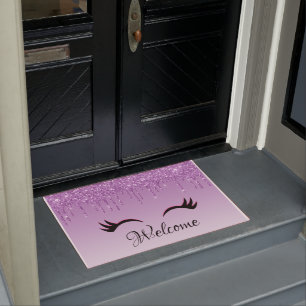 Paillasson Eyelashes rose et noir élégant sur Parties scintil