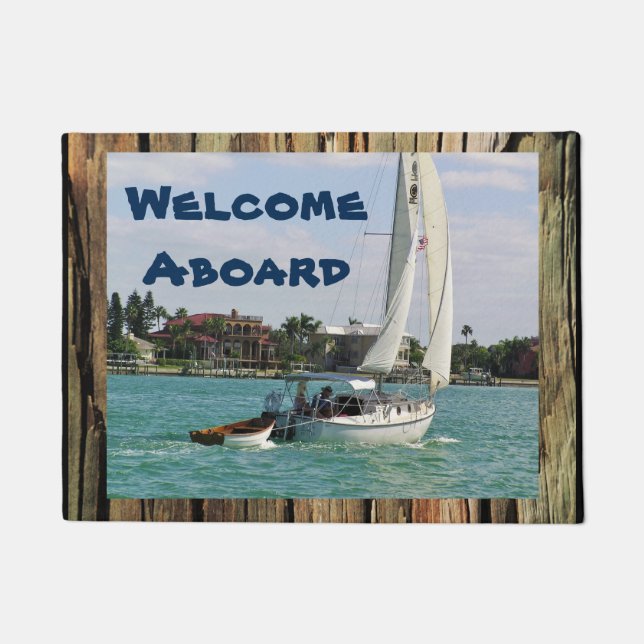 Paillasson Faites votre propre bateau sur mesure Rustic Bois  (Devant)