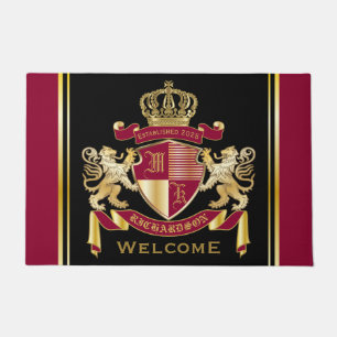Paillasson Faites votre propre blason d'armoiries d'or rouge
